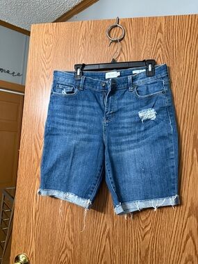True Craft Distressed Blue Denim Bermuda Shorts